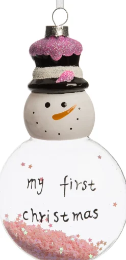 Weihnachtskugel Baby My first Christmas rosa 7,5 x 3,3 x 14,3 cm Weihnachtskugeln & -Anhänger