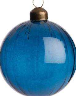Hot Weihnachtskugel Lourdes Linien blau D 8 cm Weihnachtskugeln & -Anhänger