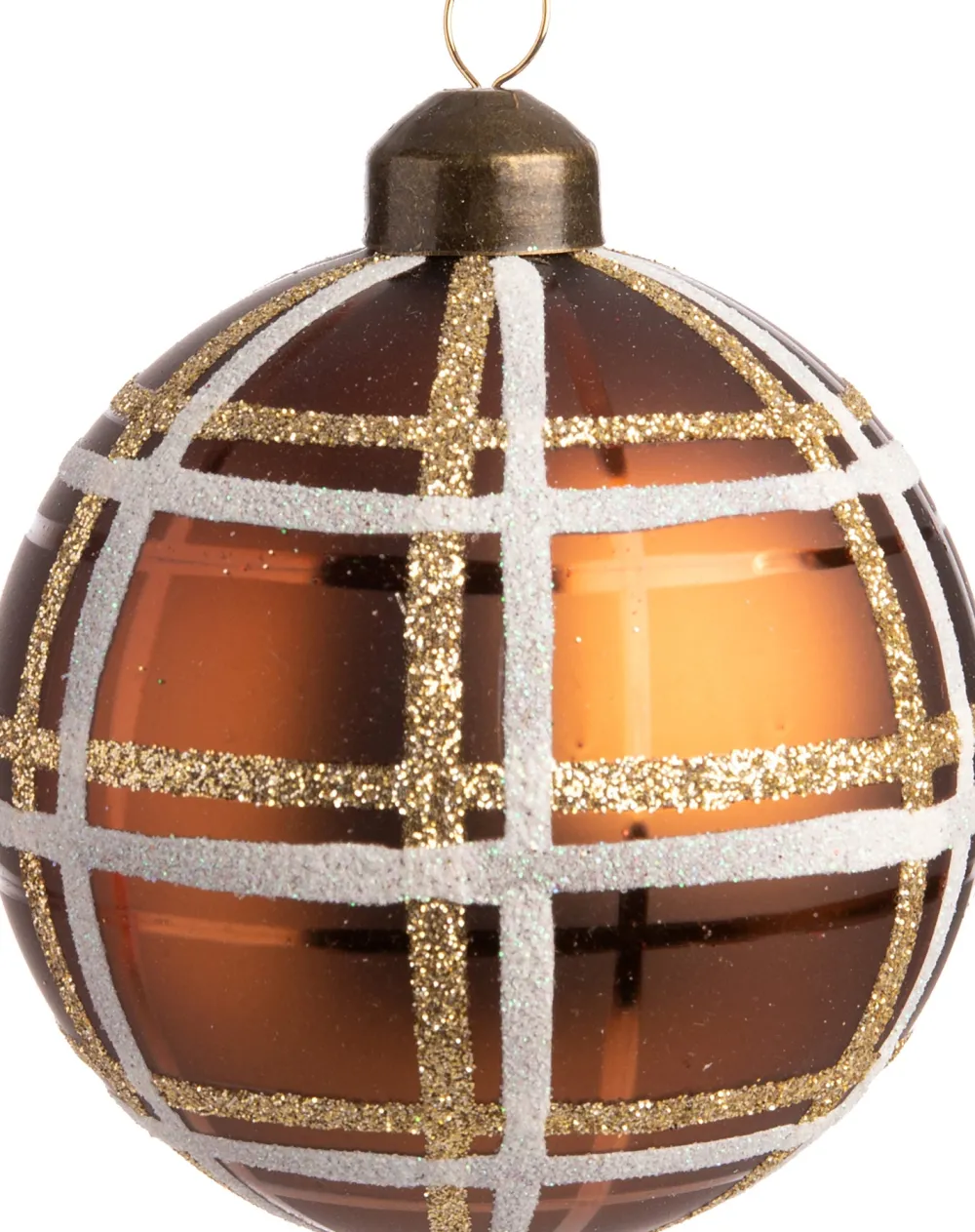 New Weihnachtskugel Nantes braun kariert D 8 cm Weihnachtskugeln & -Anhänger