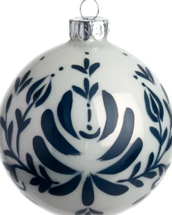 Discount Weihnachtskugel Kirkham Blatt weiß / blau D 8 cm Weihnachtskugeln & -Anhänger