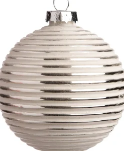 Sale Weihnachtskugel Bradfort Streifen weiß D 8 cm Weihnachtskugeln & -Anhänger