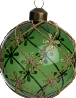 Hot Weihnachtskugel Eilish grün Blume D 8 cm Weihnachtskugeln & -Anhänger