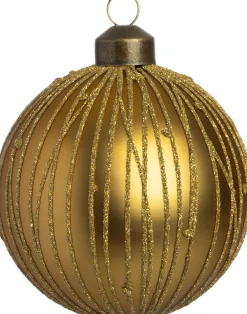 Hot Weihnachtskugel Endy gold Linien D 8 cm Weihnachtskugeln & -Anhänger