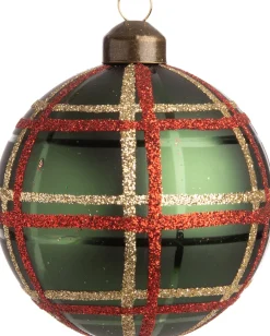 Online Weihnachtskugel Nantes grün kariert D 8 cm Weihnachtskugeln & -Anhänger