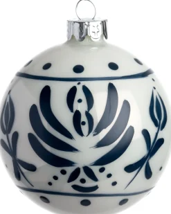 Weihnachtskugel Kirkham Dekor weiß / blau D 8 cm Weihnachtskugeln & -Anhänger