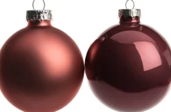 Clearance Weihnachtskugeln dunkelrosa matt und glänzend D 8 cm 6 St. Weihnachtskugeln & -Anhänger
