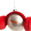 Best Weihnachtskugel Schneemann Ohrenwärmer rot / weiß D 10 H 10 cm Weihnachtskugeln & -Anhänger