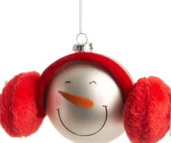 Best Weihnachtskugel Schneemann Ohrenwärmer rot / weiß D 10 H 10 cm Weihnachtskugeln & -Anhänger