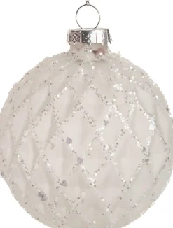 Clearance Weihnachtskugel Amia Rauten weiß D 8 H 8 cm Weihnachtskugeln & -Anhänger