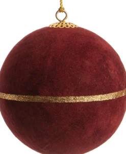 Clearance Weihnachtskugel Faie mit Streifen bordeaux D 10 cm Weihnachtskugeln & -Anhänger