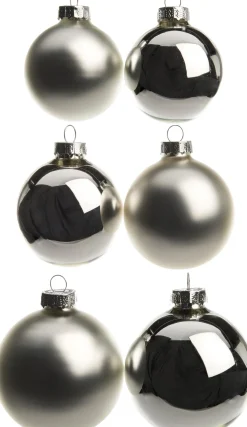 Online Weihnachtskugeln silber matt und glänzend D 5/6/7 cm 42 St. Weihnachtskugeln & -Anhänger