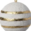 Outlet Weihnachtskugel weiß / gold Linien D 7 H 7 cm Weihnachtskugeln & -Anhänger