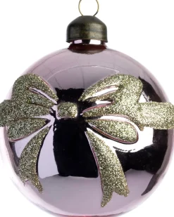 New Weihnachtskugel Bo Schleife rosa / gold D 8 cm Weihnachtskugeln & -Anhänger
