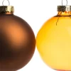 Hot Weihnachtskugeln braun / gelb matt und transparent D 8 cm 6 St. Weihnachtskugeln & -Anhänger