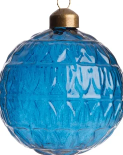 Weihnachtskugel Laon Streifen blau transparent D 8 cm Weihnachtskugeln & -Anhänger