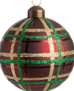 New Weihnachtskugel Nantes rot kariert D 8 cm Weihnachtskugeln & -Anhänger