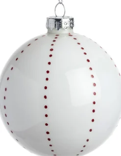 Online Weihnachtskugel Beeston weiß / rot Punktlinien D 8 cm Weihnachtskugeln & -Anhänger