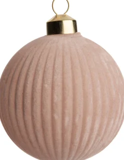 Clearance Weihnachtskugel Borth Linien rosa samt/matt D 8 cm Weihnachtskugeln & -Anhänger