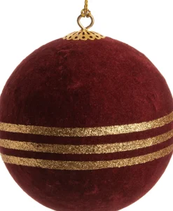 Online Weihnachtskugel Gem mit Streifen bordeaux D 8 cm Weihnachtskugeln & -Anhänger