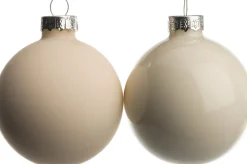 Sale Weihnachtskugeln creme matt und glänzend D 6 cm 10 St. Weihnachtskugeln & -Anhänger