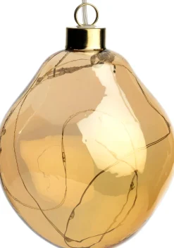Outlet Weihnachtskugel Avoca halbtransparent orange mit Beleuchtung D 10 cm Weihnachtsdeko Zum Aufhängen