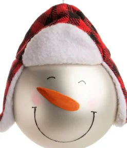 Sale Weihnachtskugel Schneemann Mütze rot / weiß D 10 H 10 cm Weihnachtskugeln & -Anhänger