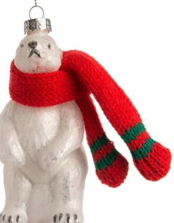 New Weihnachtskugel Bär weiß / rot 5,5 x 5 x 12 cm Weihnachtskugeln & -Anhänger