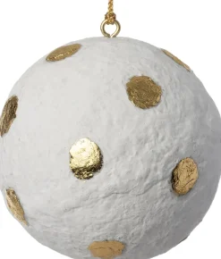 Hot Weihnachtskugel Vitu weiß / gold Punkte D 7 H 7 cm Weihnachtskugeln & -Anhänger