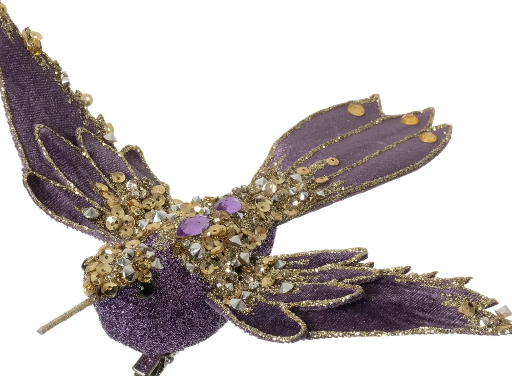 Clearance Weihnachtsschmuck Vogel mit Clip lila 20 x 6 x 21 cm Weihnachtskugeln & -Anhänger