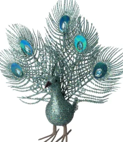 New Weihnachtsschmuck Paco Pfau mit Clip blau 38 x 30 x 9 cm Weihnachtsfiguren & -Objekte