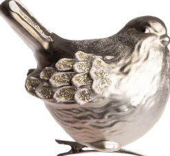 Clearance Weihnachtsschmuck Vogel mit Clip silber H 7,5 cm Weihnachtskugeln & -Anhänger