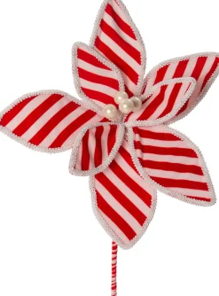 Hot Weihnachtsstecker Candyline Blume mit Streifen rot / weiß 25 x 25 x 35 cm Weihnachtszweige & -Blumen
