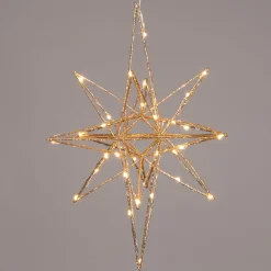 Discount Weihnachtsstern Yvan gold beleuchtet mit 25 LEDs warmweiß D 29 H 36 cm Weihnachtsdeko Zum Aufhängen|Weihnachtssterne