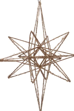 Clearance Weihnachtsstern Yvan gold beleuchtet mit 25 LEDs warmweiß D 21 H 25 cm Weihnachtsdeko Zum Aufhängen|Weihnachtssterne