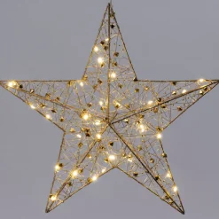 Outlet Weihnachtsstern Helmia gold mit Beleuchtung D 30 H 7 cm Weihnachtssterne