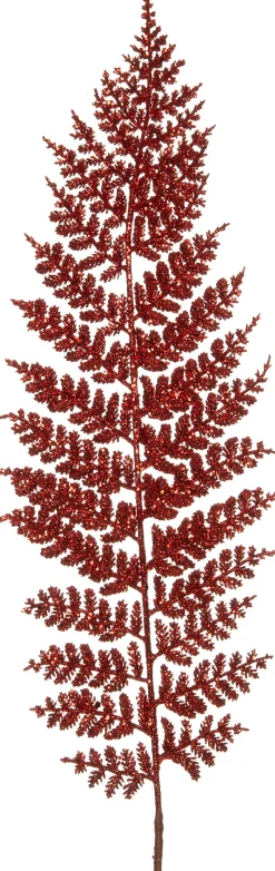 Clearance Weihnachtszweig Farnblatt mit Glitzer rot 67 cm Weihnachtszweige & -Blumen