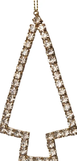 Weihnchtsbaumschmuck Baum mit Glitzersteinen 6 x 11 x 0,5 cm gold Weihnachtskugeln & -Anhänger