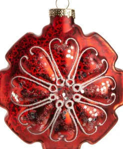 Clearance  Weihnachtsbaumschmuck Blume Louisia rot 10 x 10 x 4 cm Weihnachtskugeln & -Anhänger