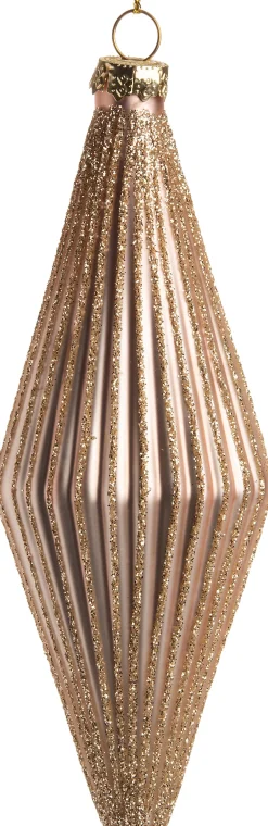 Sale  Weihnachtsbaumschmuck Tropfen Peri rosa / gold D 5 H 13,5 cm Weihnachtskugeln & -Anhänger