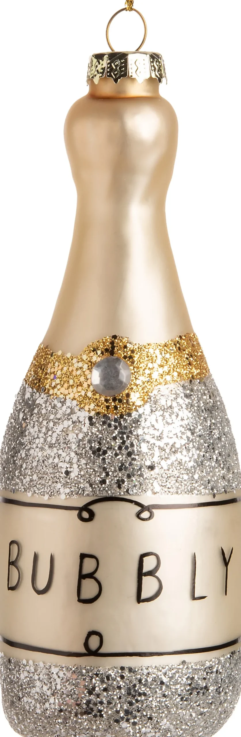 New Weihnachtsbaumschmuck Champagnerflasche silber D 5 H 13,5 cm Weihnachtskugeln & -Anhänger