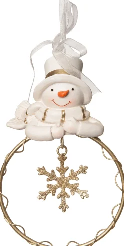Outlet  Weihnachtsbaumschmuck Schneemann mit Schneeflocke gold/weiß 9 x 3 x 13,5 cm Weihnachtskugeln & -Anhänger