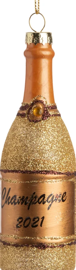Outlet  Weihnachtsbaumschmuck Champagnerflasche gold D 4 H 12,5 cm Weihnachtskugeln & -Anhänger