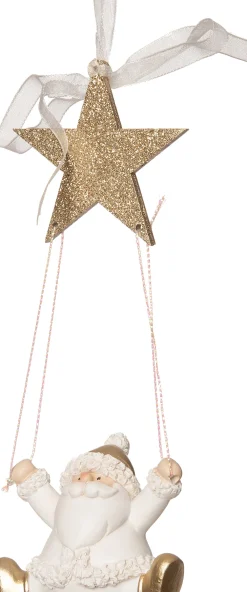 Sale  Weihnachtsbaumschmuck Weihnachtsmann mit Fallschirm gold/weiß 6,5 x 4 x 13,5 cm Weihnachtskugeln & -Anhänger