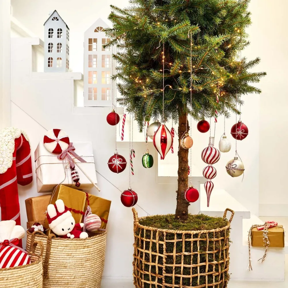 Discount Weihnachtsbaumschmuck Candyline Bonbon weiß 16 x 16 x 37 cm Weihnachtsdeko Zum Aufhängen