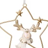  Weihnachtsbaumschmuck Rentier mit Sternen gold/weiß 13,5 x 3,5 x 14 cm Weihnachtskugeln & -Anhänger