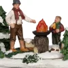 New  Weihnachtsdorf Figur Lagerfeuer mit Mann und Kind 15 x 8,5 x 8 cm Weihnachtshäuschen