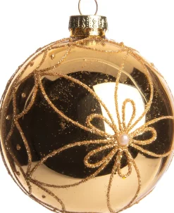 Outlet  Weihnachtskugel Celes Blume gold D 8 cm Weihnachtskugeln & -Anhänger