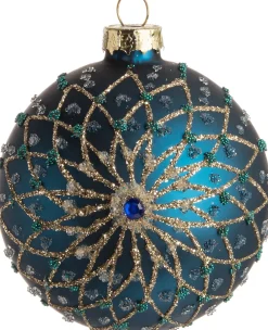 New  Weihnachtskugel Caeli Blume blau D 8 cm Weihnachtskugeln & -Anhänger