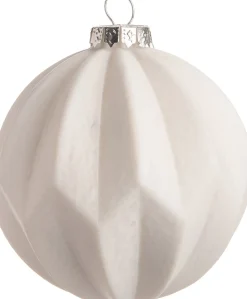  Weihnachtskugel geriffelt Trude weiß D 8 cm Weihnachtskugeln & -Anhänger