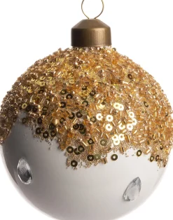  Weihnachtskugel Mary weiß / gold D 8 cm Weihnachtskugeln & -Anhänger